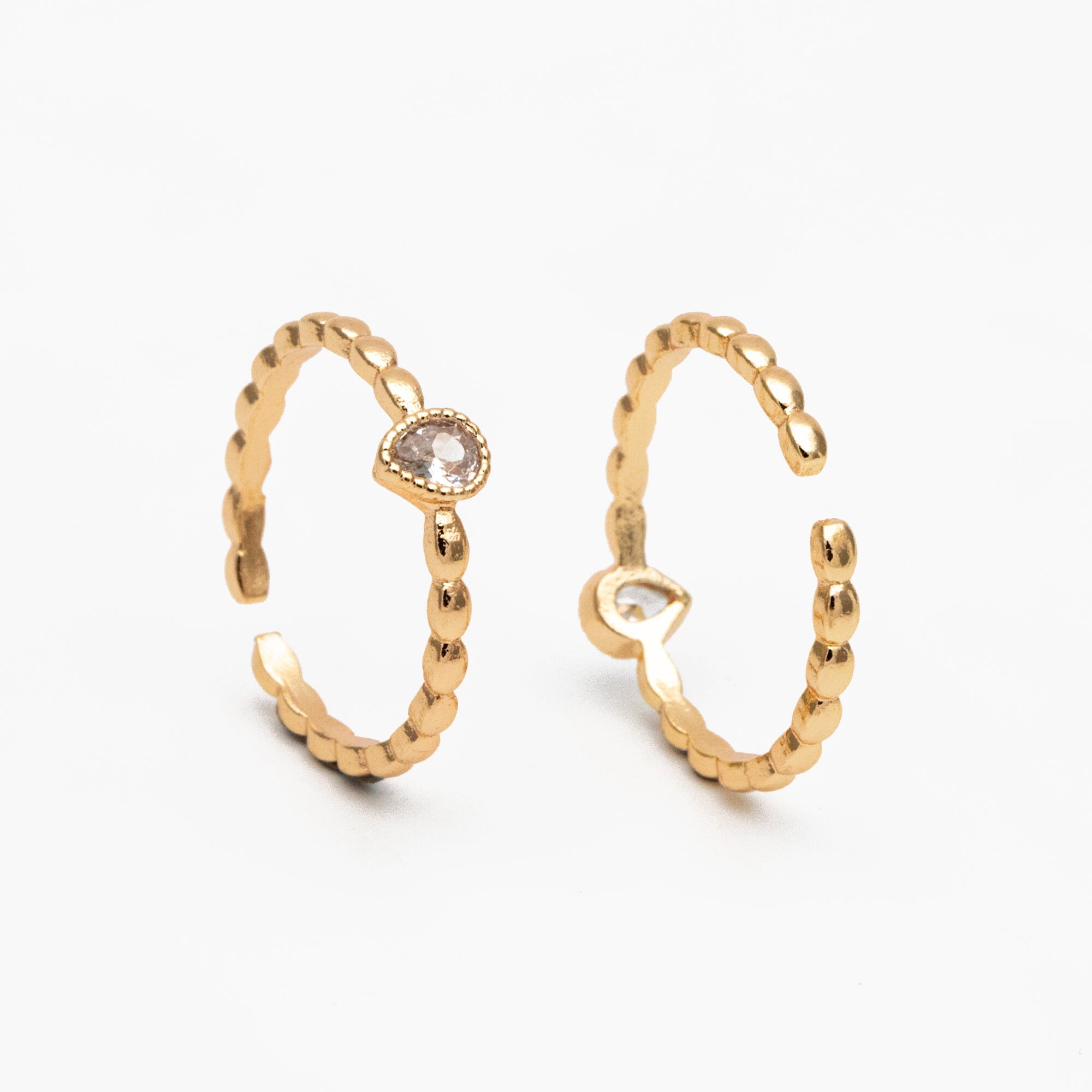 4pcs CZ Pave Gold/ Silver Teardrop Ring, Dainty Ring, Thin Ring, Everyday Ring (#JZ-022-B)